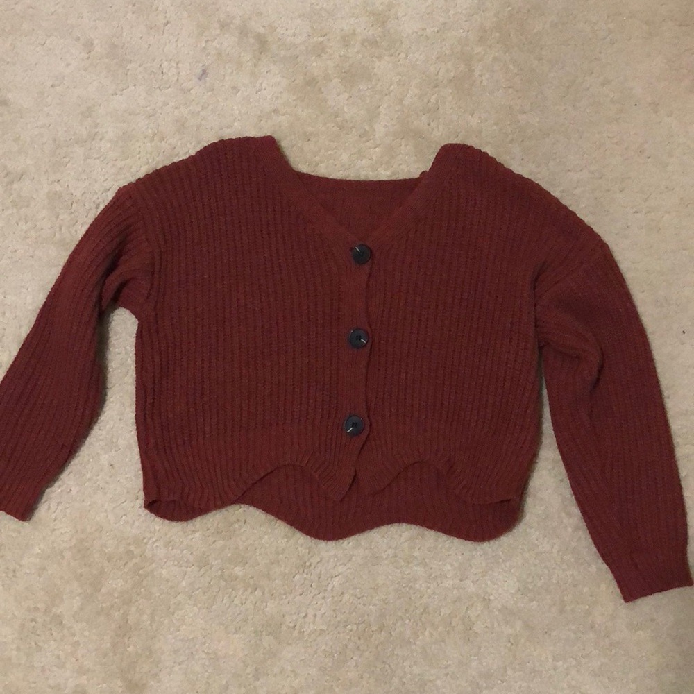 Knitted button down crop sweater